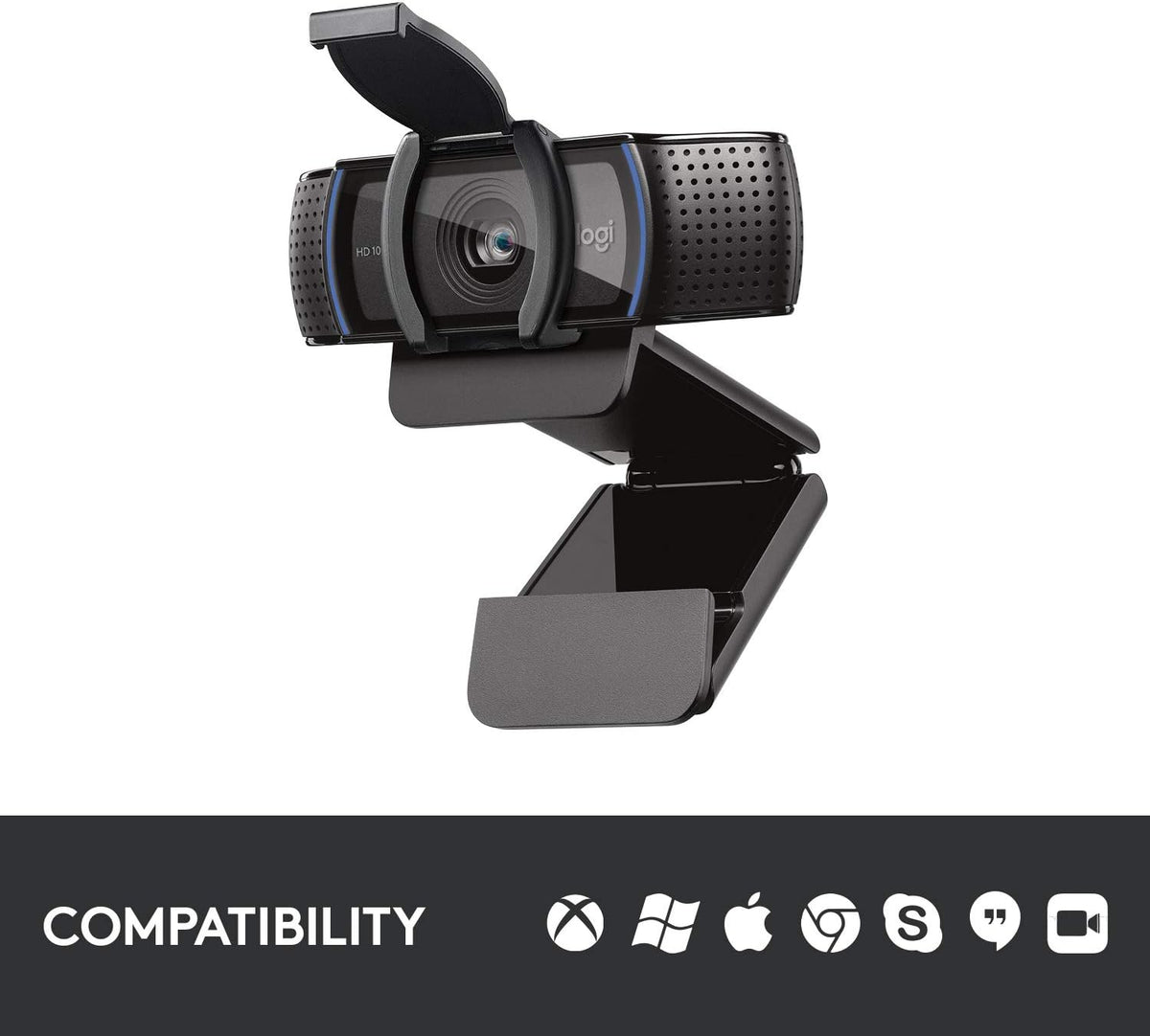 Logitech C920S HD Pro Webcam, Full HD  Clear Stereo Audio, Privacy Shutter, PC/Mac/Laptop/Tablet/XBox - Black