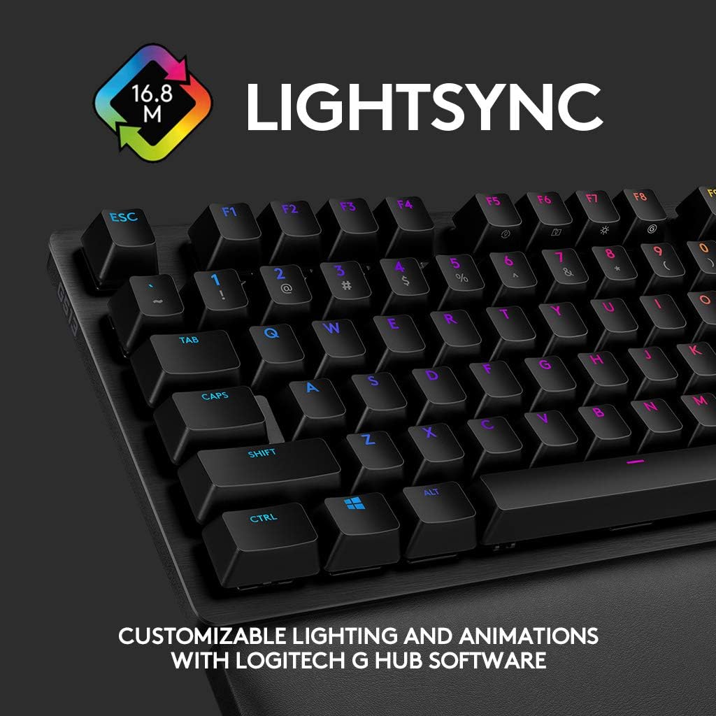 Logitech G513 Carbon LIGHTSYNC RGB Mechanical Gaming Keyboard with GX Red Switches - Linear, Black