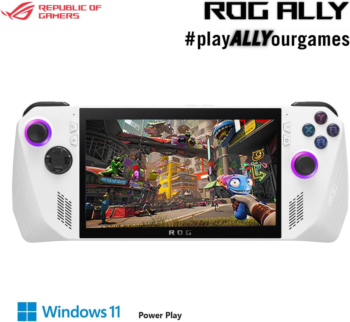 ASUS ROG Ally RC71L-NH019W (White) Gaming Handheld, AMD Ryzen Z1 Processor 16GB 512GB SSD, AMD Radeon, WINDOWS 11 HOME, 7-inch 120Hz/7ms, Gorilla Glass DXC, Touch Screen