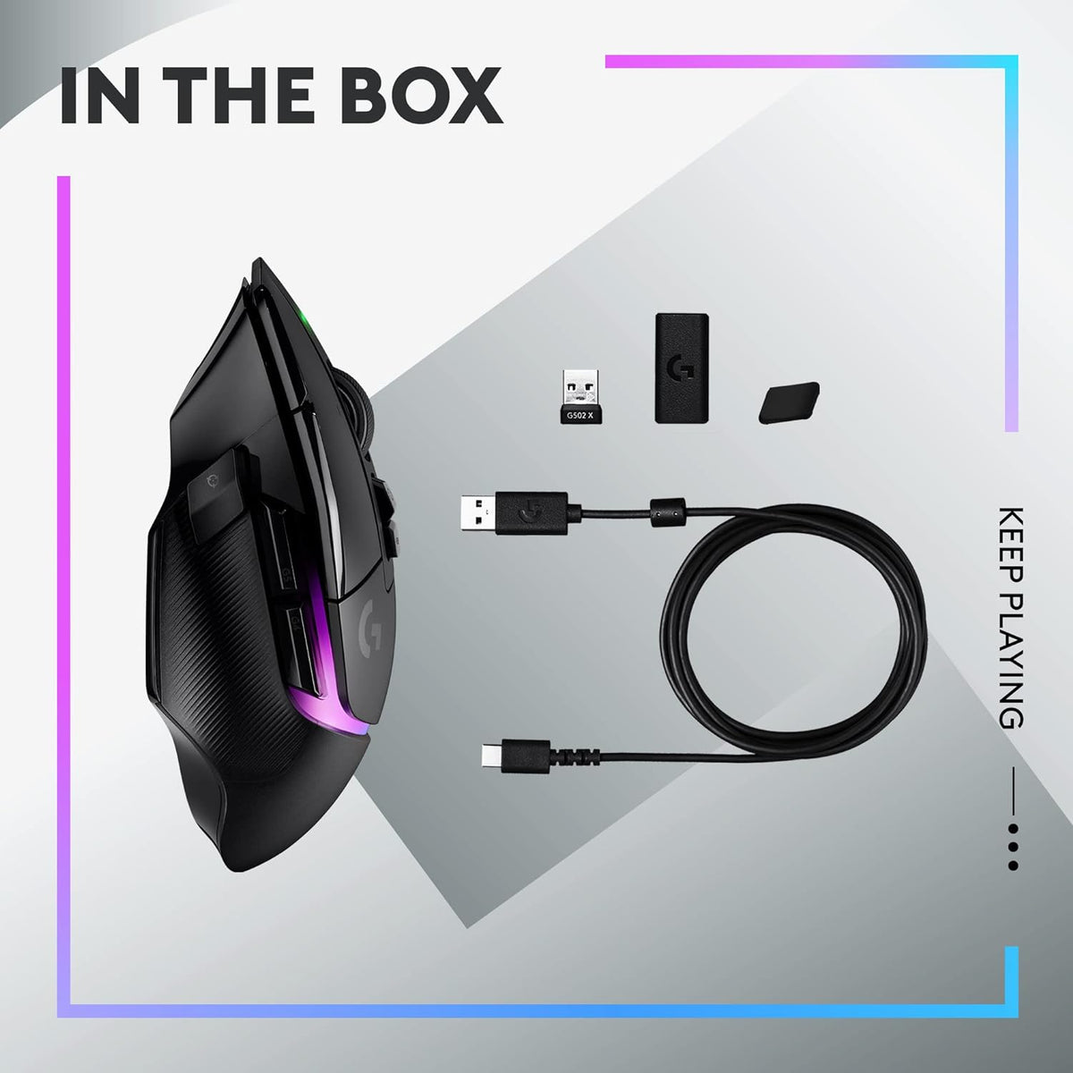 Logitech G502 X PLUS LIGHTSPEED Wireless Gaming Mouse -  LIGHTSYNC RGB, HERO 25K gaming sensor, compatible with PC - macOS/Windows - Black
