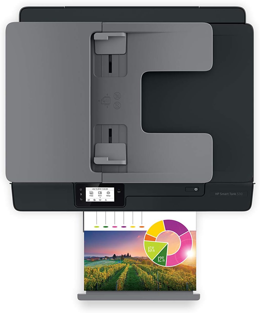 HP Smart Tank 530 Wireless All In One Printer, Print, Scan, Copy, Print up to 18000 black or 8000 color pages - Gray [4SB24A]