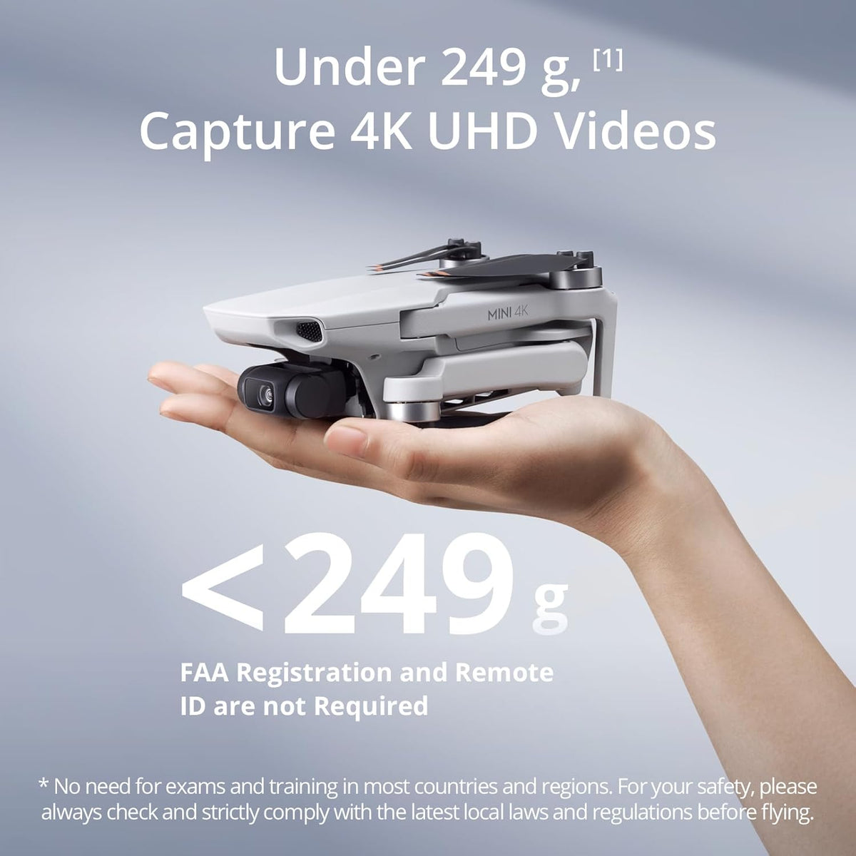 Dji Mini 4K, Drone with 4K UHD Camera for Adults, Under 249 g, 3-Axis Gimbal Stabilization, 10km Video Transmission, Auto Return, Wind Resistance, 1 Battery for 31-Min Max Flight Time, Intelligent Flight