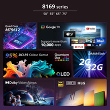 Philips 70 INCH 4K QLED Google Smart TV, 8100 Series 70PQT8169/56,Dolby Vision/HDR 10/HLG, HDMI 2.1, Google Voice Assistant, Youtube, Netflix, Shahid, 1 Year Warranty