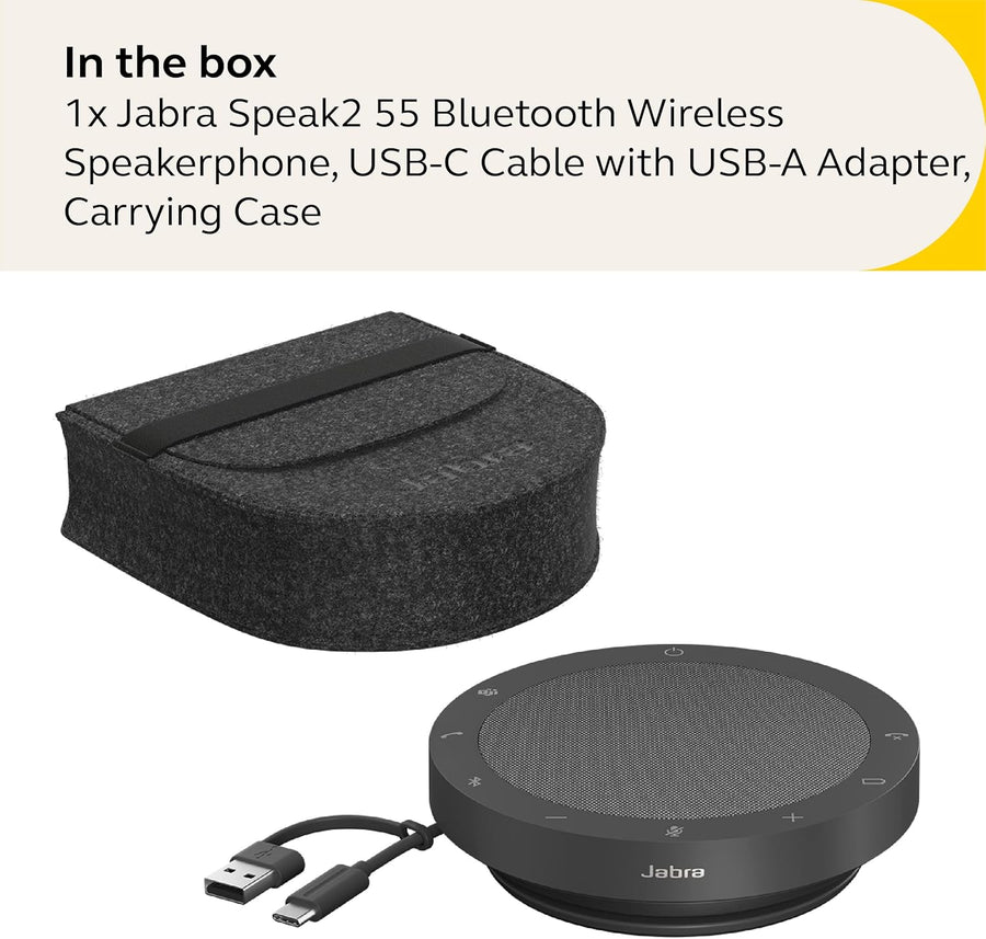 Jabra Speak2 55 Wireless Bluetooth Speakerphone - Portable Speaker with 4 Noise-Cancelling Mics