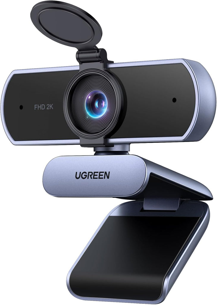 UGREEN 2K HD Webcam with Privacy Cover for PC/Laptop, Dual Mic Stereo Audio USB Web Camera 2K 30fps/1080P 60fps, Low-Light Correction 80° View, for Mac Windows YouTube, Zoom, Skype, Support Tripod