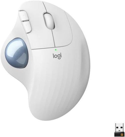 Logitech ERGO M575 Wireless Trackball Mouse Easy thumb control, precision and smooth tracking, ergonomic comfort design, for Windows, PC and Mac with Bluetooth and USB capabilities, Off white