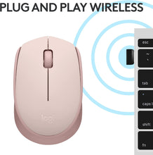 Logitech M171 Wireless Mouse for PC, Mac, Laptop, 2.4 GHz with USB Mini Receiver, Optical Tracking, 12-Months Battery Life, Ambidextrous - Rose
