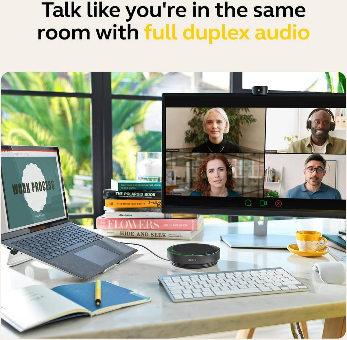 Jabra Speak2 75 Conferencing Speakerphone with Link 380 USB-A, Adapter for Unified Communications, 65mm Speaker Size, 360° Omnidirectional Microphone, IP64 Water and Dust Protection, Black | 2775-419