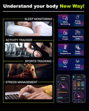 aaboRing, Health & Fitness Tracker Smart Ring, Advance Sleep Monitoring, Stress & Activity Tracking, Titanium, IP68 Waterproof (US Size No 9, Black)