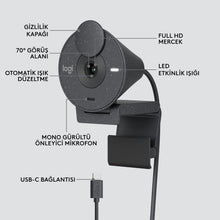 Logitech Brio 300 Full HD Webcam with Privacy Shutter, Noise Reduction Microphone, USB-C, Ceritified for Zoom, Microsoft Teams, Google Meet, Auto Light Correction - Graphite