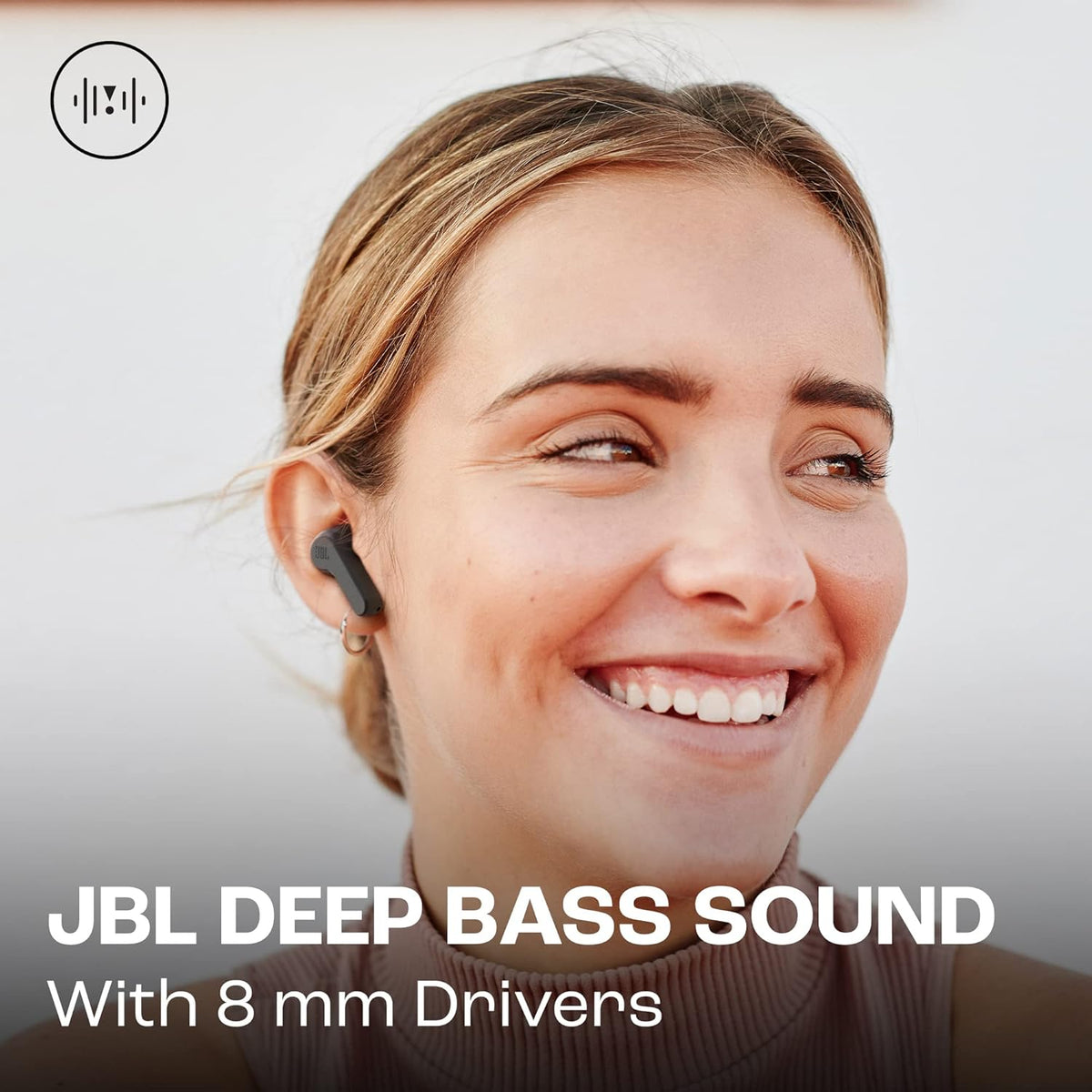 JBL Wave Beam True Wireless Earbuds, Deep Bass, Comfort Fit, 32H Battery, Smart Ambient, TalkThru, Hands-Free + VoiceAware, Water and Dust Resistant - Black, JBLWBEAMBLK