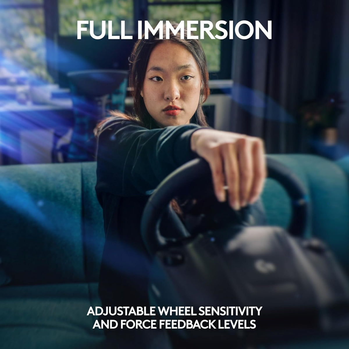 Logitech G923 Racing Wheel and Pedals, TRUEFORCE Feedback, Responsive Driving Design, Dual Clutch Launch Control, Genuine Leather, for Xbox One, PC - Black - UAE Version