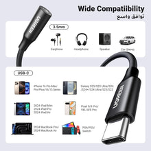 UGREEN USB C to 3.5mm Adapter iPhone 16 Headphones Adapter DAC USB C to Aux 3.5 mm to Type C Jack With Braided Compatible with iPhone 16 Series iPad Pro Galaxy S22 S23 Ultra(Black)