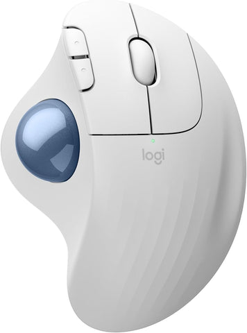 Logitech ERGO M575S Wireless Trackball Mouse, Wireless Ergonomic Mouse With Bluetooth and Encrypted Dongle, Comfortable Thumb Control, Precise and Smooth Tracking, for PC/Mac - Off White