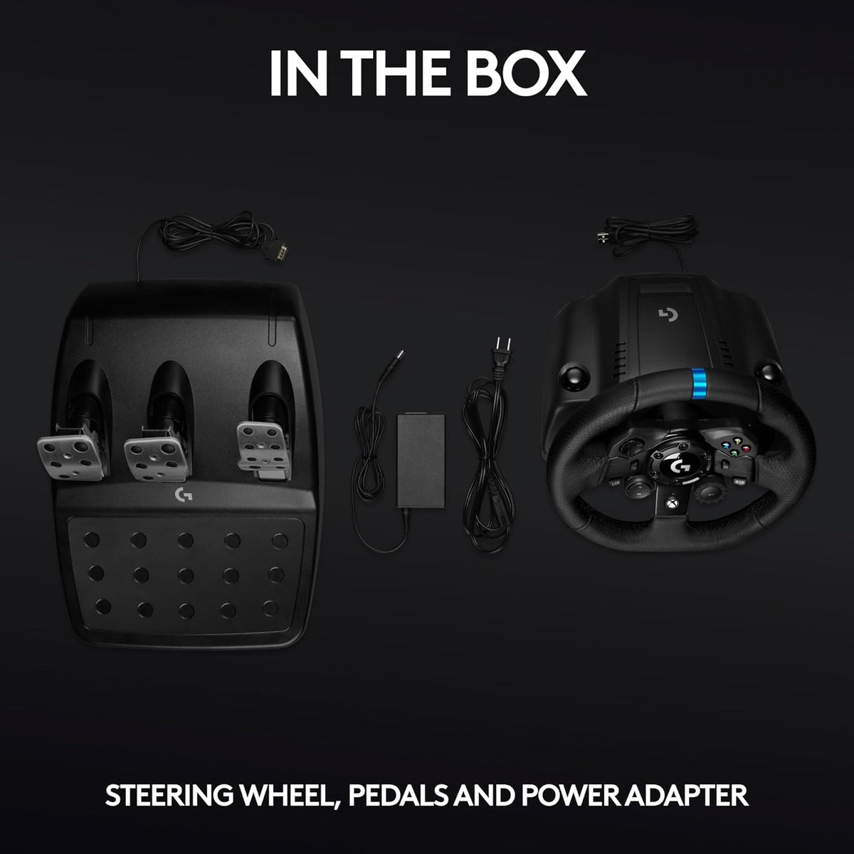 Logitech G923 Racing Wheel and Pedals, TRUEFORCE Feedback, Responsive Driving Design, Dual Clutch Launch Control, Genuine Leather, for Xbox One, PC - Black - UAE Version
