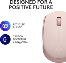 Logitech M171 Wireless Mouse for PC, Mac, Laptop, 2.4 GHz with USB Mini Receiver, Optical Tracking, 12-Months Battery Life, Ambidextrous - Rose