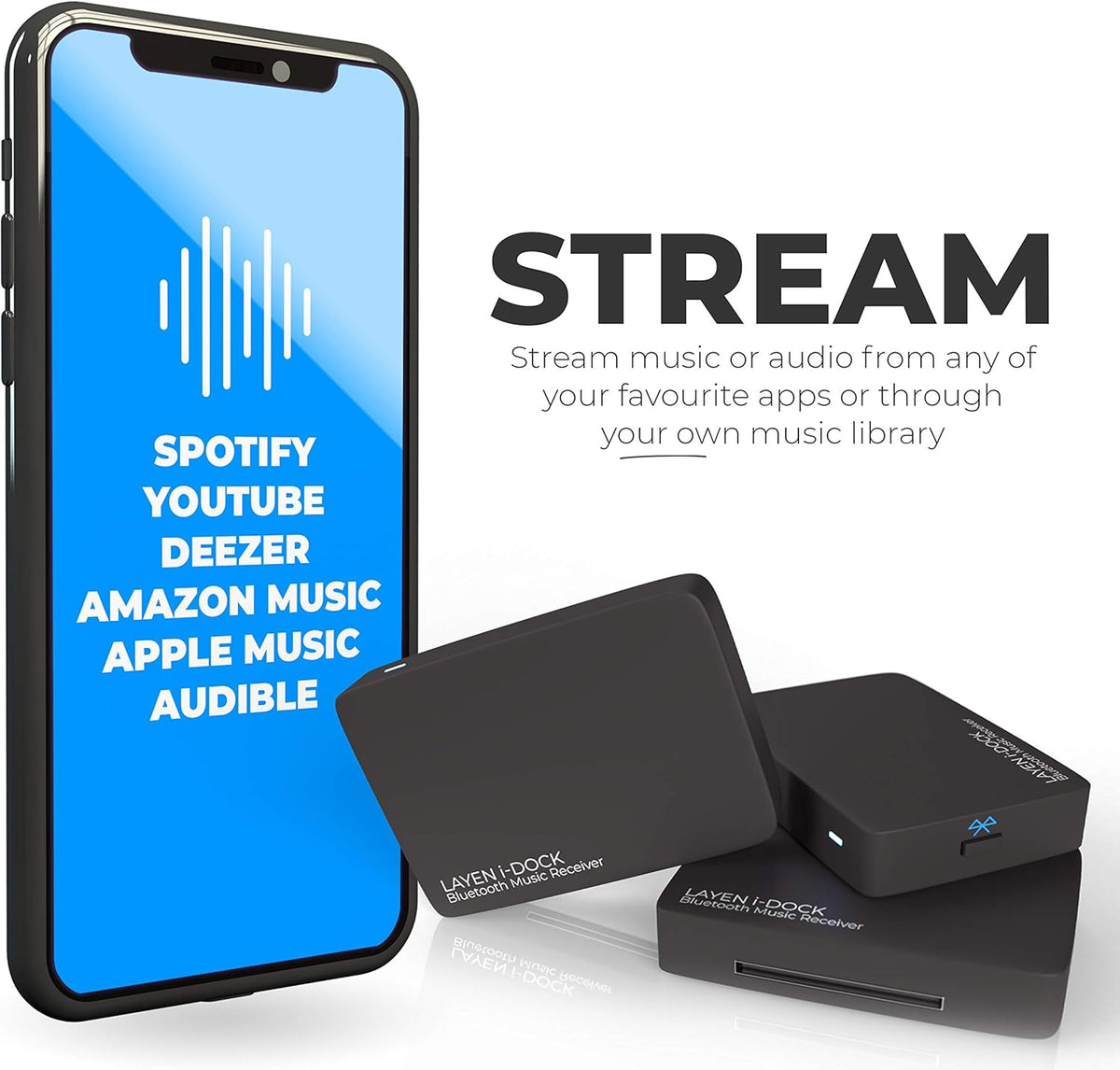LAYEN i-DOCK - Premium 30 Pin Bluetooth Adapter | Qualcomm CSR Chipset | aptX = Superior Wireless Audio | Multi-Pair | for Bose SoundDock & Other iPod/iPhone Docks and Speakers - (Not for Cars)