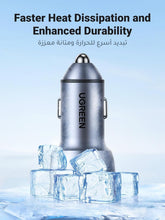 UGREEN Dual USB-C Car Charger PD 50W, Fast Charging Car Battery Charger Double Type-C Socket, USB PD Automobile Plug for iPhone 16 Pro Max/16/15/14/13/12, Galaxy S25/S24/23/22, iPad Pro 6/Air 5