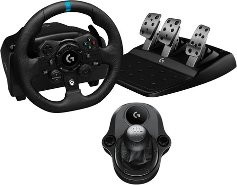 Logitech G923 Racing Wheel and Pedals for Xbox One and PC - UAE Version & Driving Force Racing Shifter For G923, Black