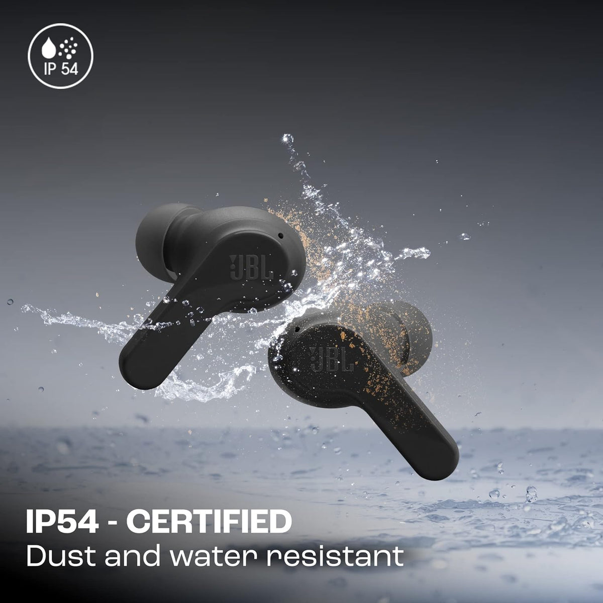 JBL Wave Beam True Wireless Earbuds, Deep Bass, Comfort Fit, 32H Battery, Smart Ambient, TalkThru, Hands-Free + VoiceAware, Water and Dust Resistant - Black, JBLWBEAMBLK