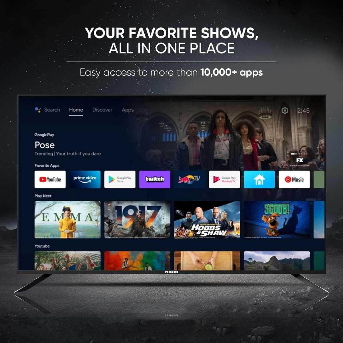 Nikai 55 Inch 4K Ultra HD Smart Google TV, Hands Free Voice Control, Game Master, Dolby Vision + Atmos, 4K HDR10+, Effortless Connectivity with Android & Apple devices - 55NIKGOOGLE (2025 Model)