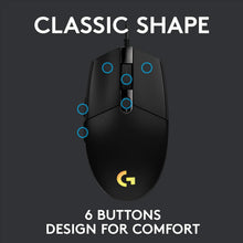 Logitech G203 2nd Gen Wired Gaming Mouse, 8,000 DPI, Rainbow Optical Effect LIGHTSYNC RGB, 6 Programmable Buttons, On-Board Memory, Screen Mapping, PC/Mac Computer and Laptop Compatible - Black