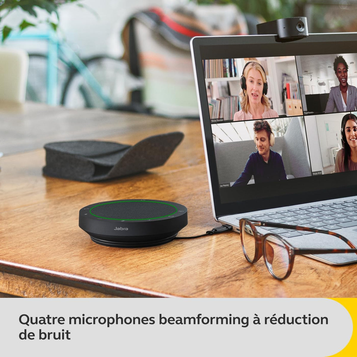 Jabra Speak2 55 Wireless Bluetooth Speakerphone with 4 Noise-cancelling Mics, Full-range 50mm Speaker, Wideband Audio, Compact and portable - Certified for Zoom and Google Meet - Dark Grey