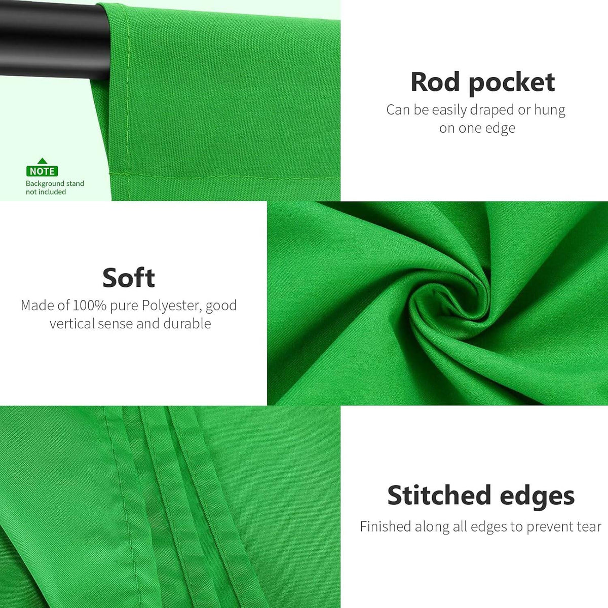 Neewer 6x9 feet/1.8x2.8 meters Photo Studio 100 Percent Pure Muslin Collapsible Backdrop Background for Photography, Video and Television (Background Only), Green | 10083667