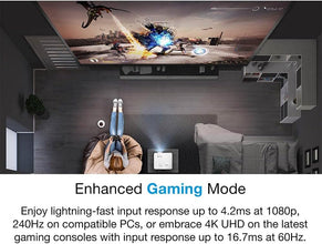 Optoma UHD38 Bright, True 4K UHD Gaming Projector | 4000 Lumens | 4.2ms Response Time at 1080p with Enhanced Gaming Mode | Lowest Input Lag on 4K Projector | 240Hz Refresh Rate | HDR10 & HLG