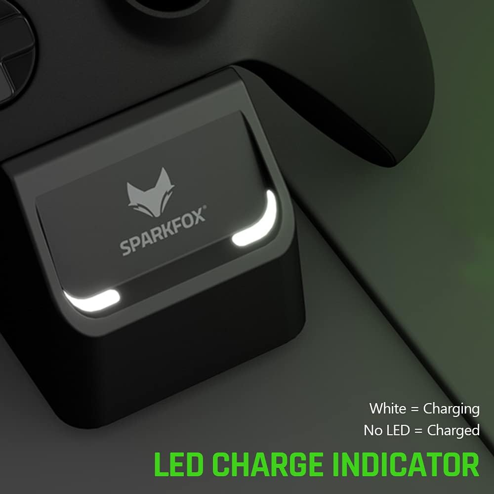 SPARKFOX Dual Controller Charging Dock Charge Station with 2 x High Capacity Rechargeable 1100mAh Battery Packs and Battery Doors