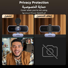 UGREEN 4K Webcam with Microphone, Built-in Privacy Cover, Autofocus Streaming Webcam, 70°FOV Computer Camera, Plug and Play USB Webcam for Online Calling/Conferencing, Zoom/Facetime/YouTube, Laptop/PC