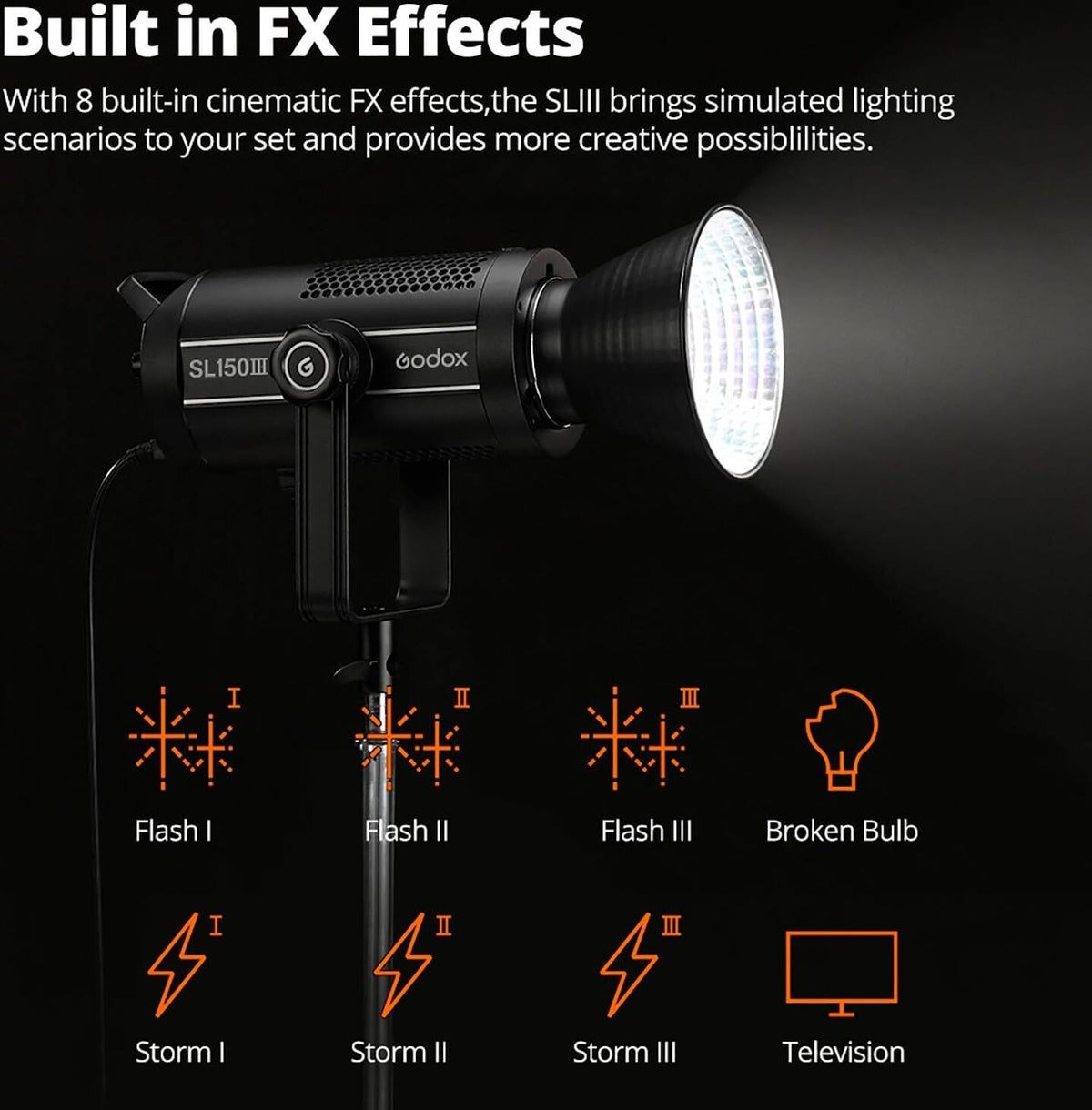 Godox SL150III SL150WIII LED Video Lamp 160W Bowens Mount Daylight Balance Wireless X System 5600K 2.4G CRI96 Photographic Interview Support App Control