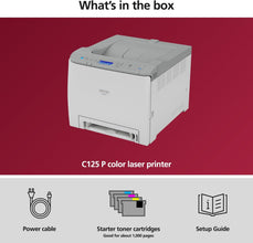 RICOH C125 P Color Laser Printer | 26ppm | Secure Wireless | Easy Change Toner | WiFi, AirPrint, Mopria, Ethernet, USB | Duplex Printing
