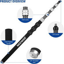 Neewer Upgraded Microphone Boom Pole, 9.8ft/300cm Telescopic Carbon Fiber Mic Boom Arm with 5 Sections, 1/4 3/8 5/8 Screw Adapters, Cable Straps, Shoulder Strap & Storage Bag, MS 300C