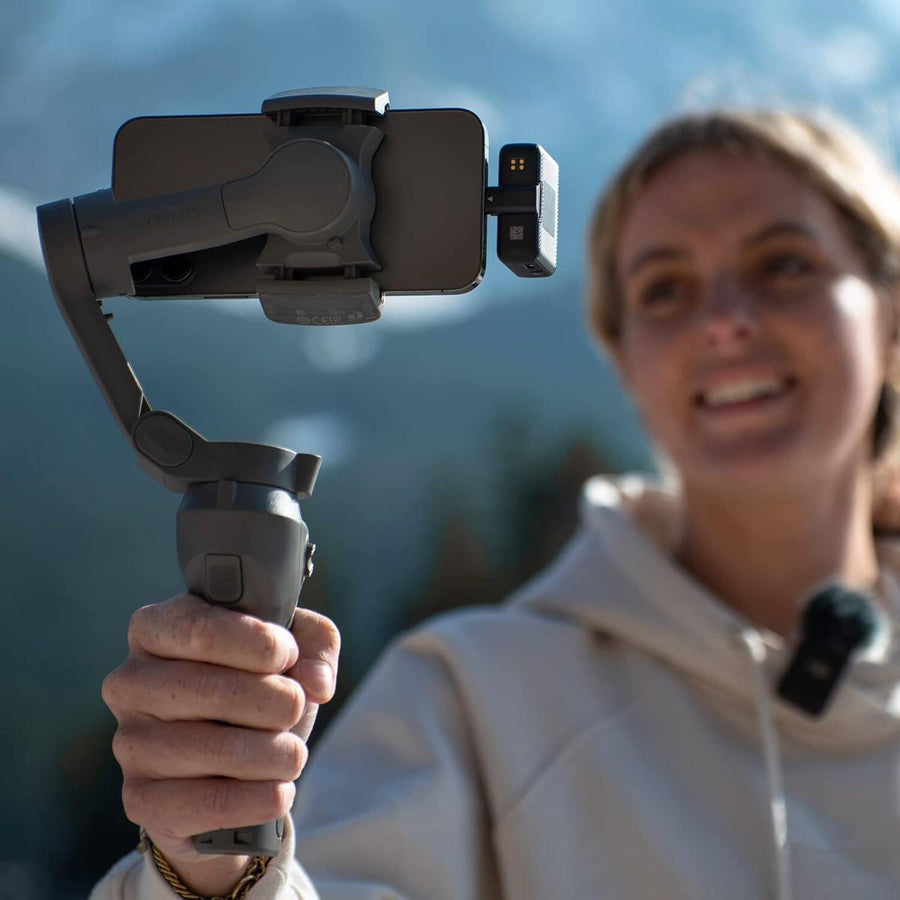 DJI Mic (1 TX + 1 RX), Wireless Lavalier Microphone, 250m (820 ft.) Range, 14 Hour Recording, Wireless Mic for PC, iPhone, Cameras, Vlogs, Live Stream, UAE Version