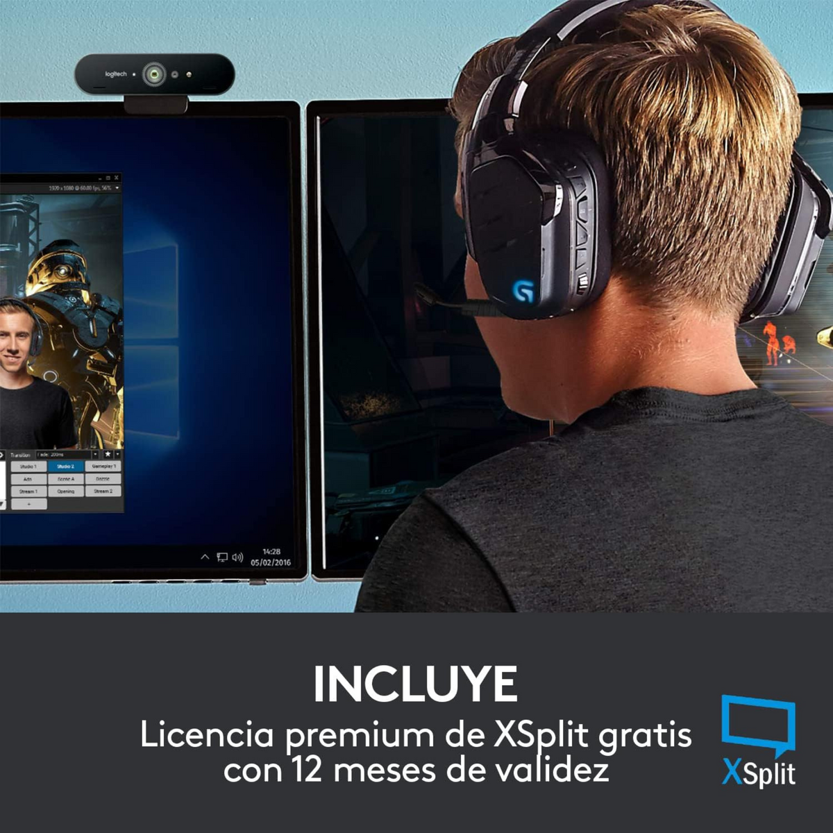 Logitech Brio Stream Webcam, Ultra HD 4K Streaming Edition, Works with  PC/Xbox/Laptop - Black