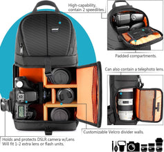 Neewer Professional Camera Sling Backpack for Nikon Canon Sony and Other DSLR and Lens, Tripod, Other Accessories, Waterproof and Anti Tear Bag with Padded Partitions