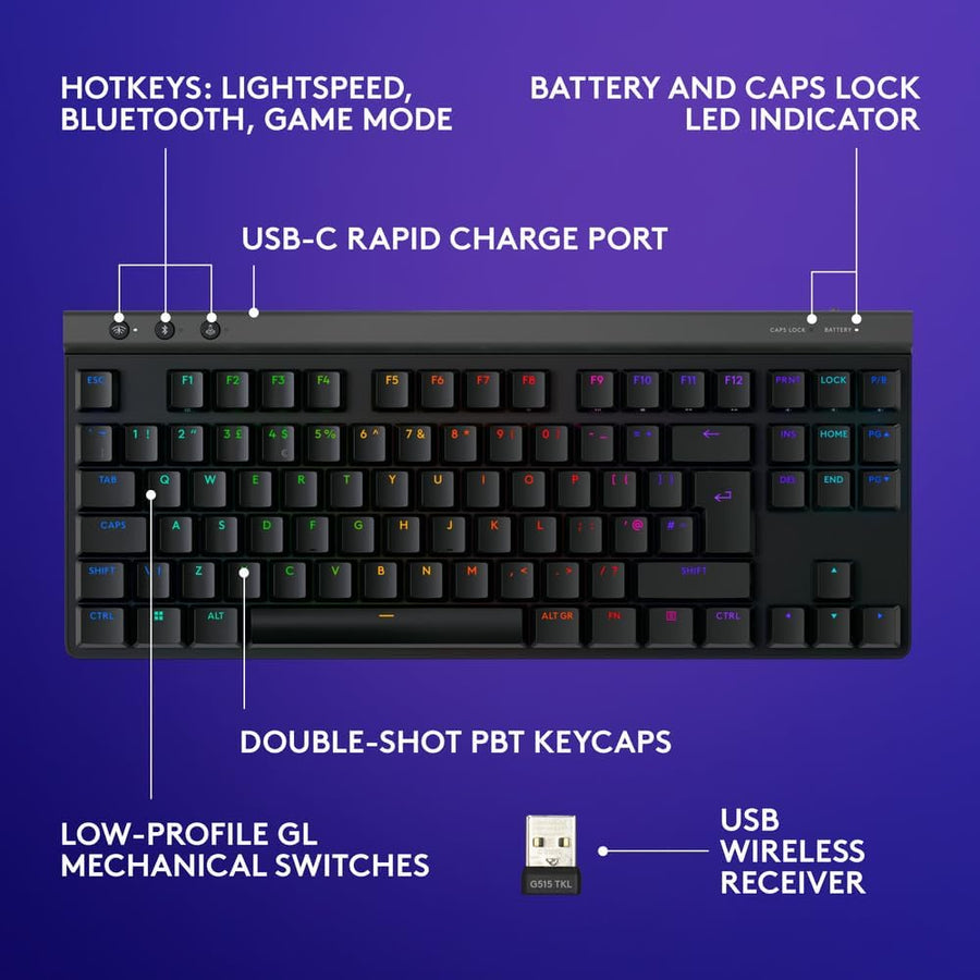Logitech G515 LIGHTSPEED TKL Low Profile Wireless Gaming Keyboard