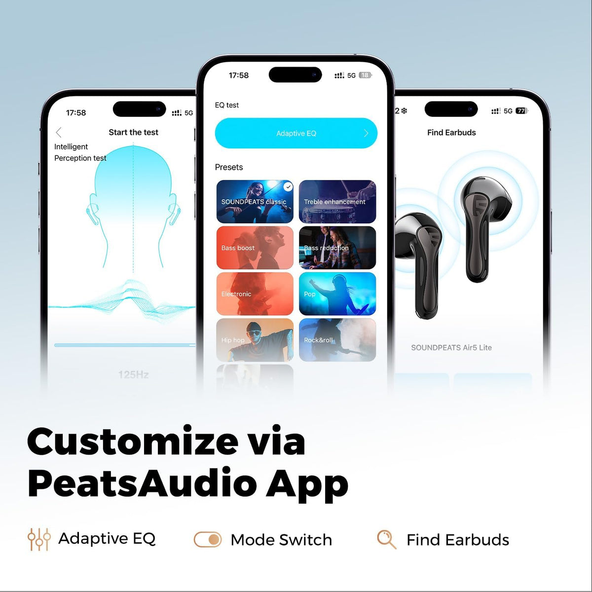 SOUNDPEATS Air5 Lite Wireless Earbuds with Hi-Res Audio, Bluetooth 5.4 Earphones, 13mm Drivers, LDAC Codec, Noise Cancelling Headphones for Calls, Stereo Sound, 30 Hrs, APP Control, Fast Charge