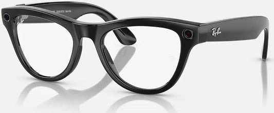 Rayban Meta Skyler Smart Glasses, Advanced Camera & Video, Integrated Speakers & Microphones, Smart Controls, Battery & Storage, Shiny Black / Clear to Transitions Cerulean Blue | RW4010