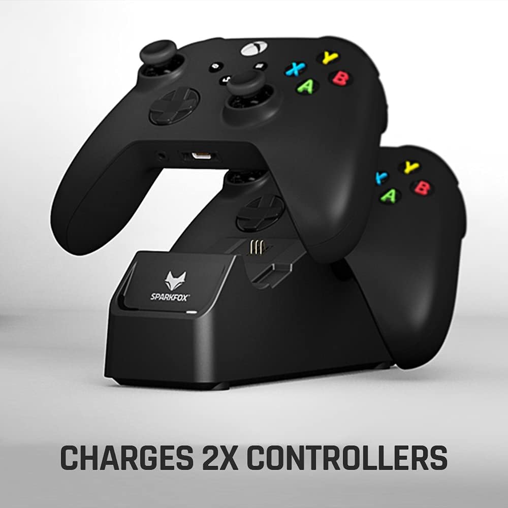 SPARKFOX Dual Controller Charging Dock Charge Station with 2 x High Capacity Rechargeable 1100mAh Battery Packs and Battery Doors