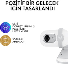 Logitech Brio 100 Full HD Webcam for Meetings and Streaming, Auto-Light Balance, Built-In Mic, Privacy Shutter, USB-A, for Microsoft Teams, Google Meet, Zoom and More - White