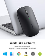 UGREEN Wireless Mouse Bluetooth 5.0 & USB Mouse 2.4G Dual Mode Silent Noiseless Slim Laptop Mice 4 Adjustable up to 4000DPI Compatible With Mackbook HP Acer Lenovo Thinkpad Dell Tablet-Black