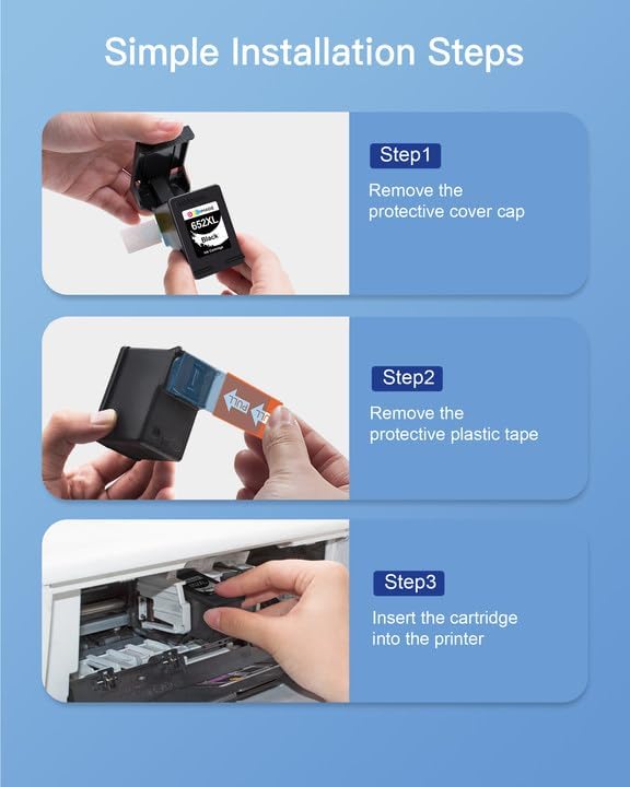 GPC Image 652XL Ink Cartridge Replacement for HP 652 Ink Cartridge for HP 652XL 652 XL 652 HP Cartridge Compatible with HP DeskJet 3787, 3789, 3835, 4535 Printers (2 Pack, 1 Black 1 Tri-Color)