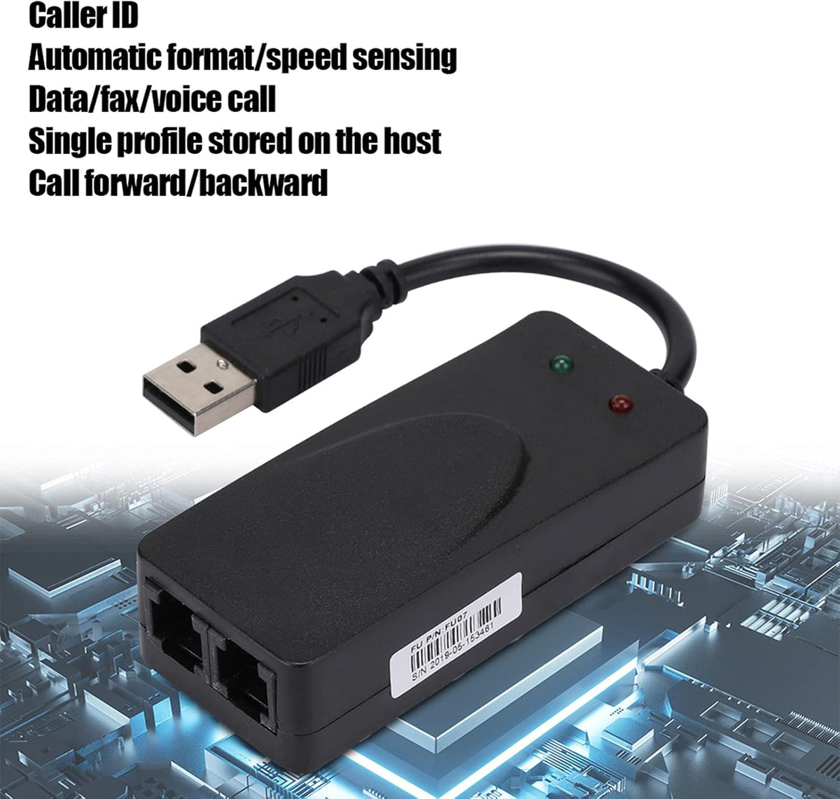 USB 56K Fax Modem, Dual Port USB Modem for Windows (XP/7/8/10),External USB2.0 Fax Modem with Automatic Dialing & Fax Sending/Receiving