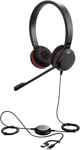 Jabra Evolve 30 II, Microsoft Teams Certified Stereo Headset with Call Control, Noise Cancelling Microphone, LED Indicators, Excellent Sound Quality, USB-C/A, Black