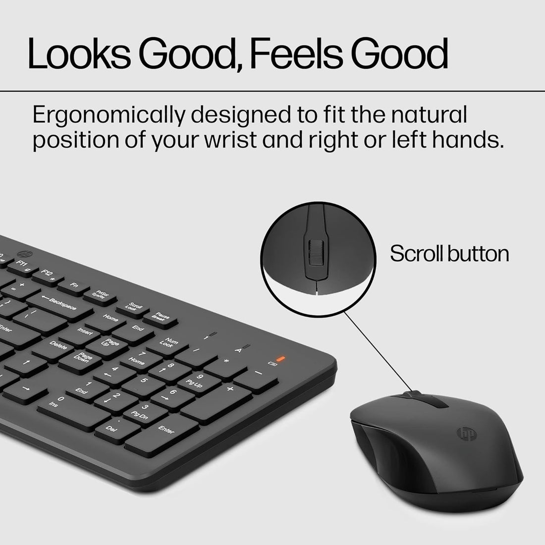 HP 330 Wireless Keyboard and Mouse Combo - 2.4 Ghz Wireless USB Receiver - Chiclet Keys