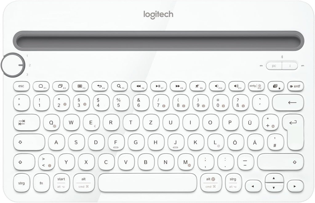 Logitech K480 Wireless Multi-Device Keyboard for Windows, Apple iOS android or Chrome, Wireless Bluetooth, Compact Space-Saving Design, PC/Mac/Laptop/Smartphone/Tablet, English Layout - White