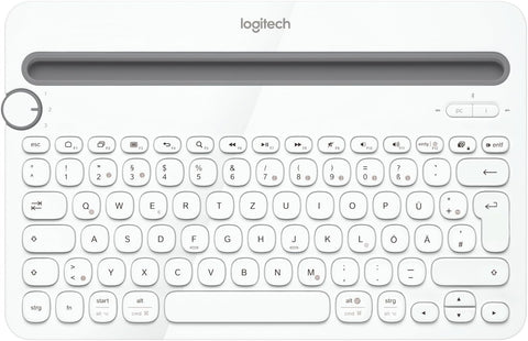 Logitech K480 Wireless Multi-Device Keyboard for Windows, Apple iOS android or Chrome, Wireless Bluetooth, Compact Space-Saving Design, PC/Mac/Laptop/Smartphone/Tablet, English Layout - White