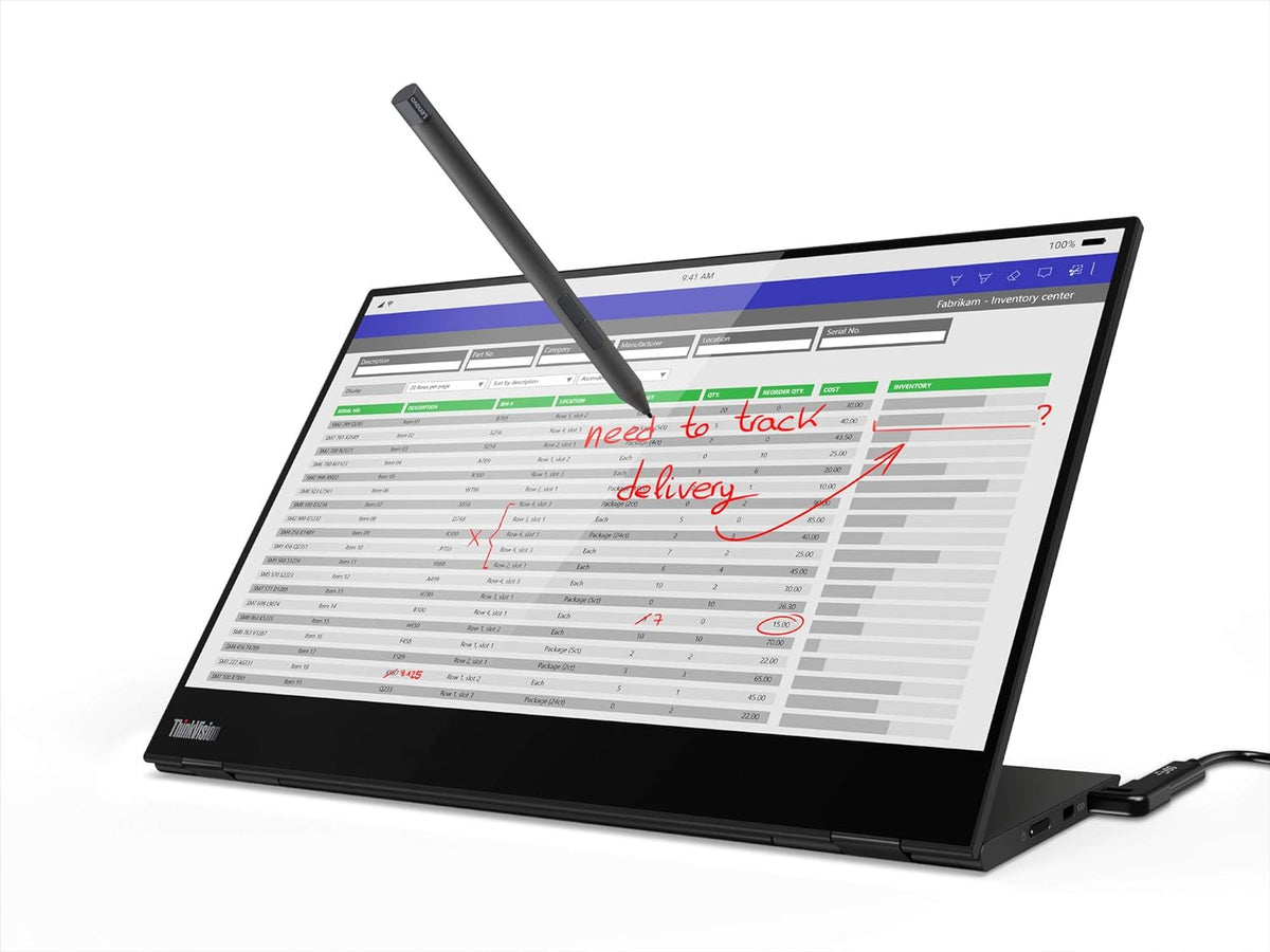 Lenovo Thinkvision M14T, 14 Inch (35.56 Cms) Fhd IPS 1920 x 1080  Monitor,Led, USB Port, 60Hz Refresh Rate,  Tilt, Height Adjust Stand (Raven Black)